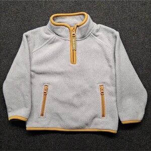 Vintage Y2K Old Navy Toddler 1/4 Zip Gray Fleece Pullover Jacket Kids Size 2T